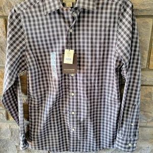 Denver Hayes mens small slim fit button-down checkered never iron shirt NWT